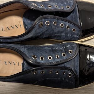 Lanvin Sneakers Men's Patent Leather/Suede Low-Top Sneakers$590
